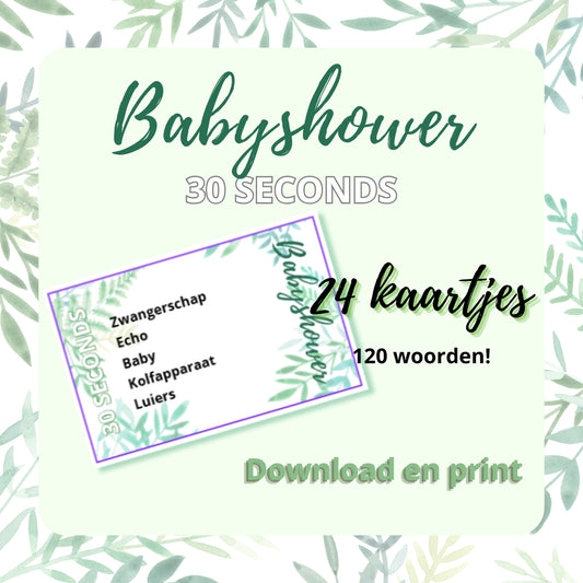 30 Seconden spel voor een onvergetelijke babyshower digitale download neutraal
