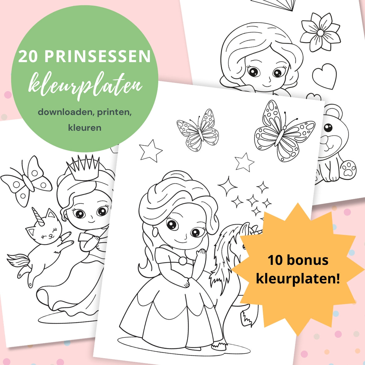 30 verschillende kleurplaten in prinsessen thema