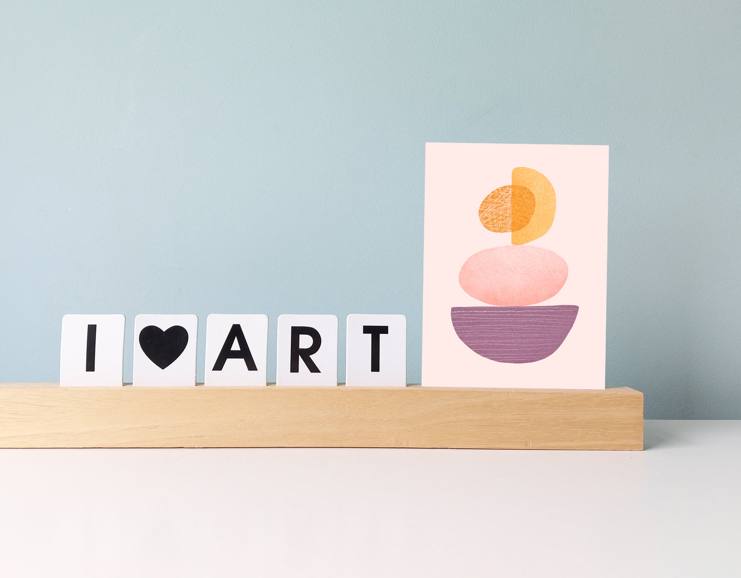 Ansichtkaart Balans Illustratie – Pasteltinten Kunstkaart voor Cadeau & Interieur