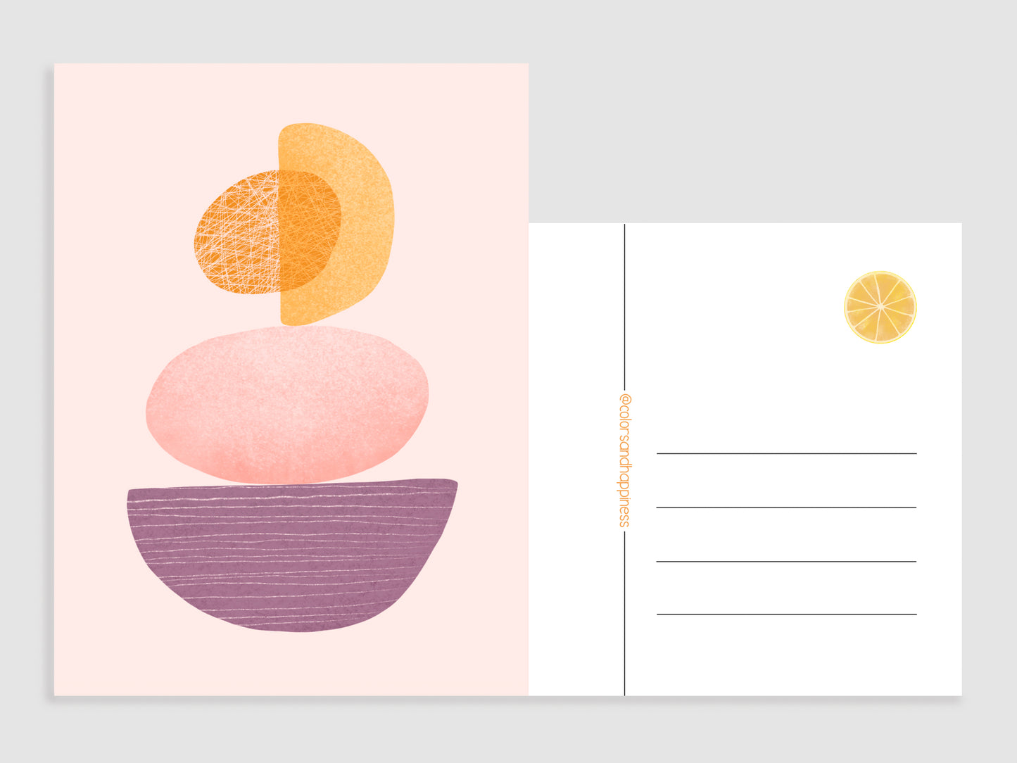 Ansichtkaart Abstract Balans Illustratie – Pasteltinten Kunstkaart voor Cadeau & Interieur