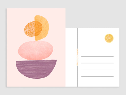 Ansichtkaart Abstract Balans Illustratie – Pasteltinten Kunstkaart voor Cadeau & Interieur