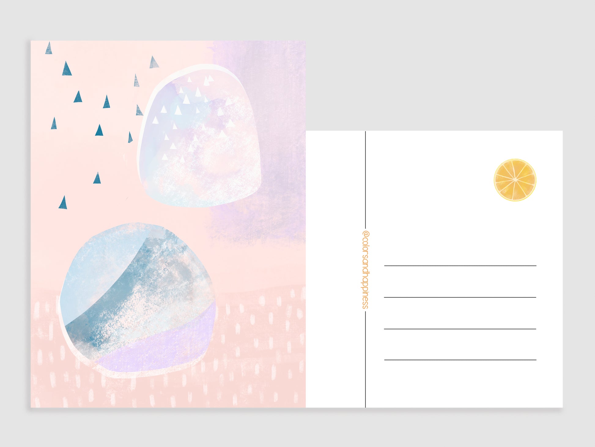 Ansichtkaart Abstracte Illustratie blauw – Pasteltinten Kunstkaart voor Cadeau & Interieur