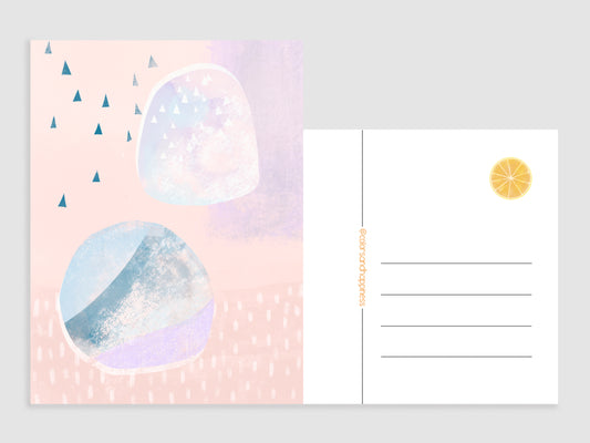 Ansichtkaart Abstracte Illustratie blauw – Pasteltinten Kunstkaart voor Cadeau & Interieur