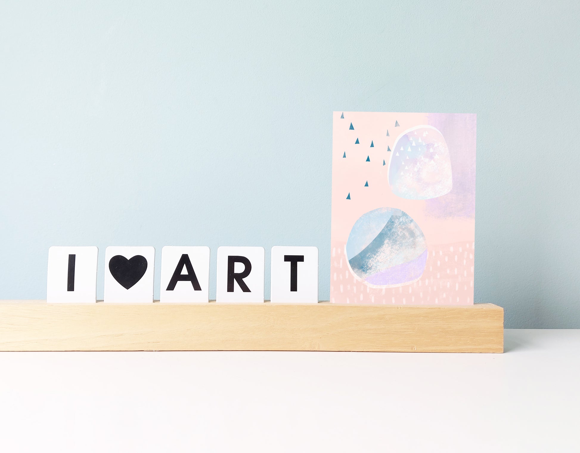 Ansichtkaart Abstracte Illustratie blauw – Pasteltinten Kunstkaart voor Cadeau & Interieur verzameling i love art