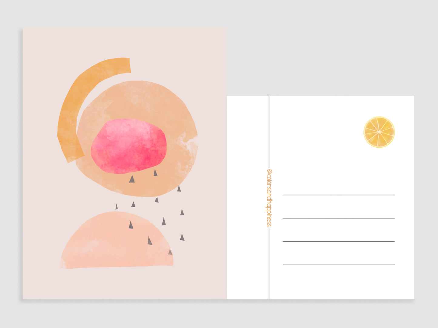 Ansichtkaart Abstracte Illustratie roze – Pasteltinten Kunstkaart voor Cadeau & Interieur