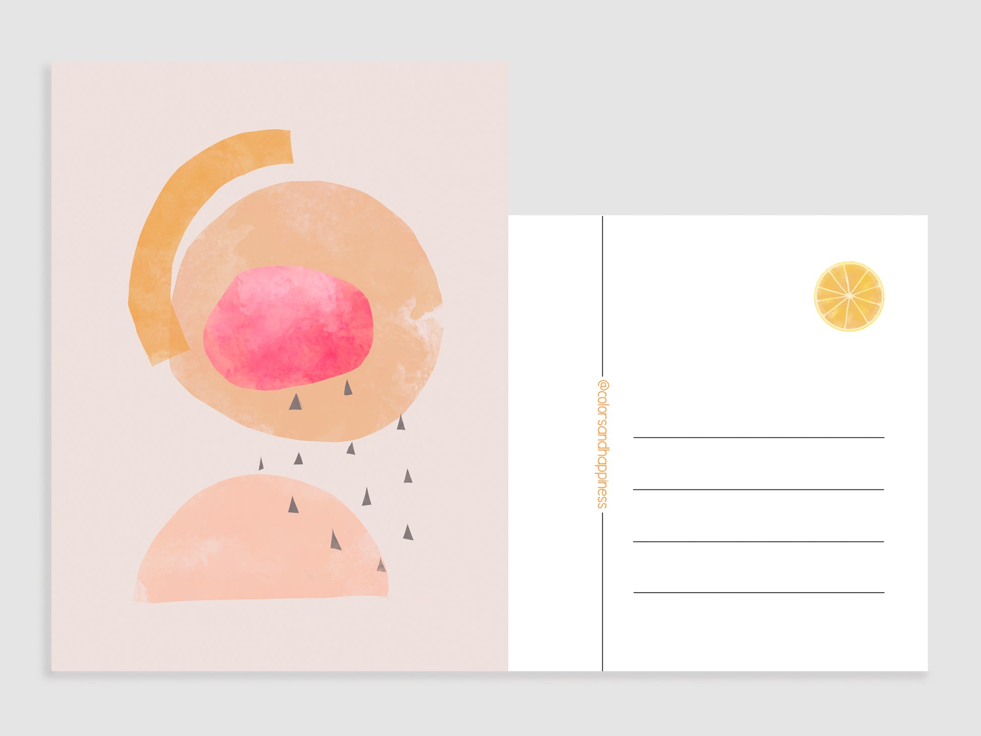 Ansichtkaart Abstracte Illustratie roze – Pasteltinten Kunstkaart voor Cadeau & Interieur