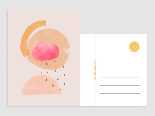 Ansichtkaart Abstracte Illustratie roze – Pasteltinten Kunstkaart voor Cadeau & Interieur