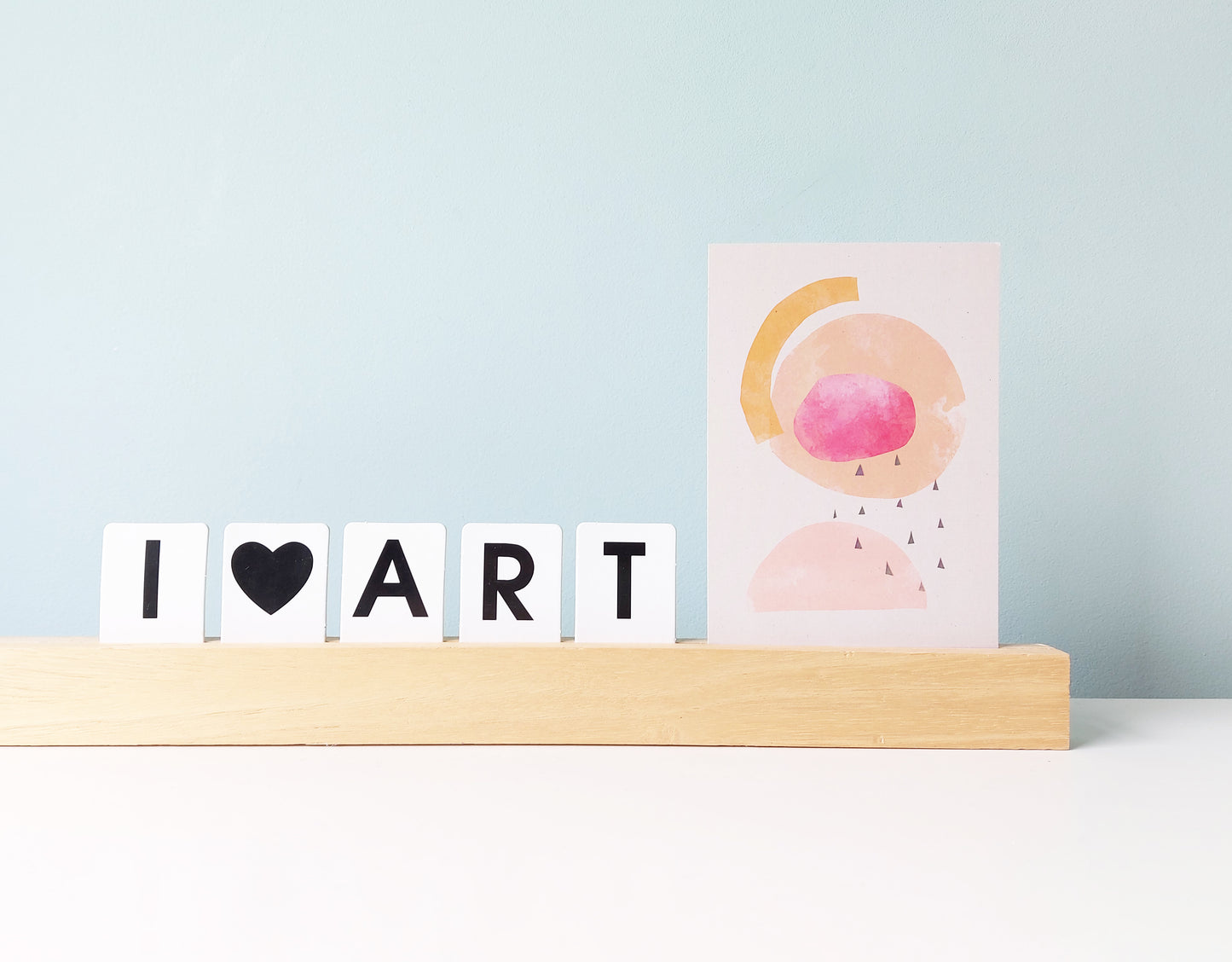 Ansichtkaart Abstracte Illustratie roze – Pasteltinten Kunstkaart voor Cadeau & Interieur i love art