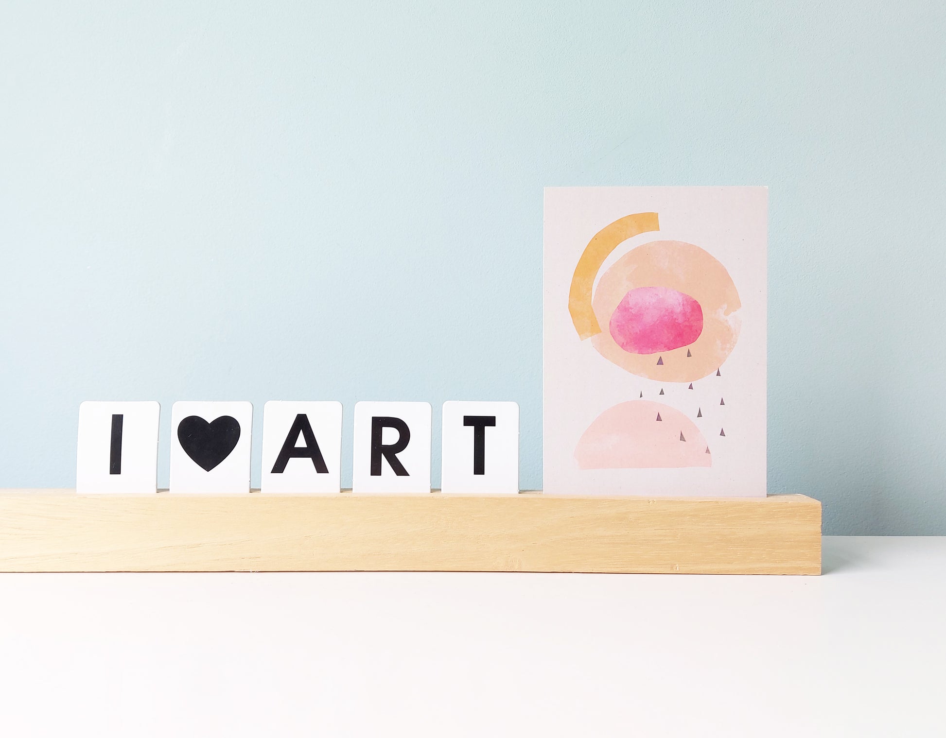 Ansichtkaart Abstracte Illustratie roze – Pasteltinten Kunstkaart voor Cadeau & Interieur i love art