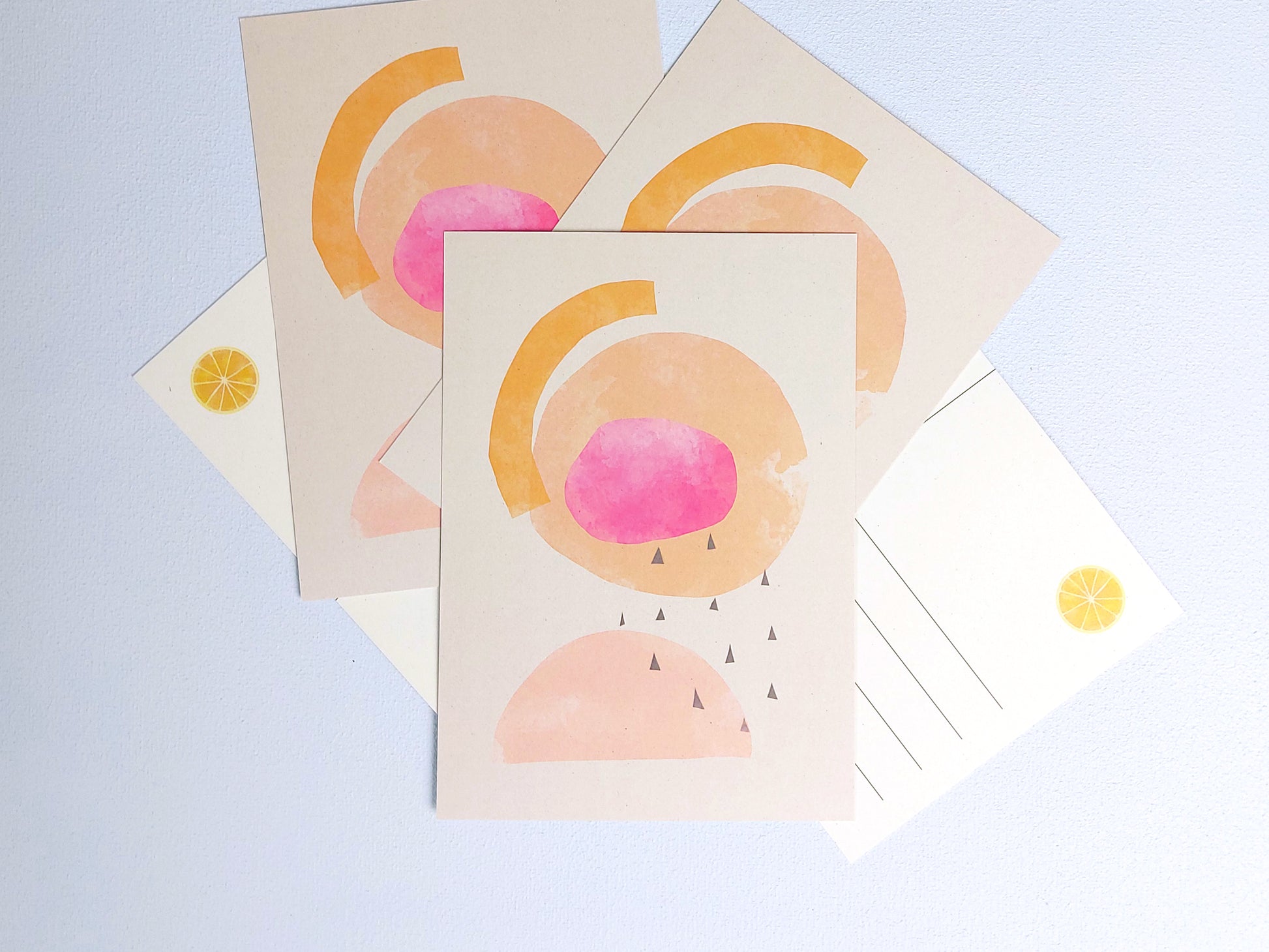 Ansichtkaart Abstracte Illustratie roze – Pasteltinten Kunstkaart voor Cadeau & Interieur verzameling