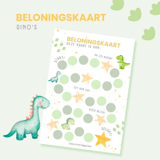 Beloningskaart voor kinderen digitale download voor positief gedrag & motivatie dino's