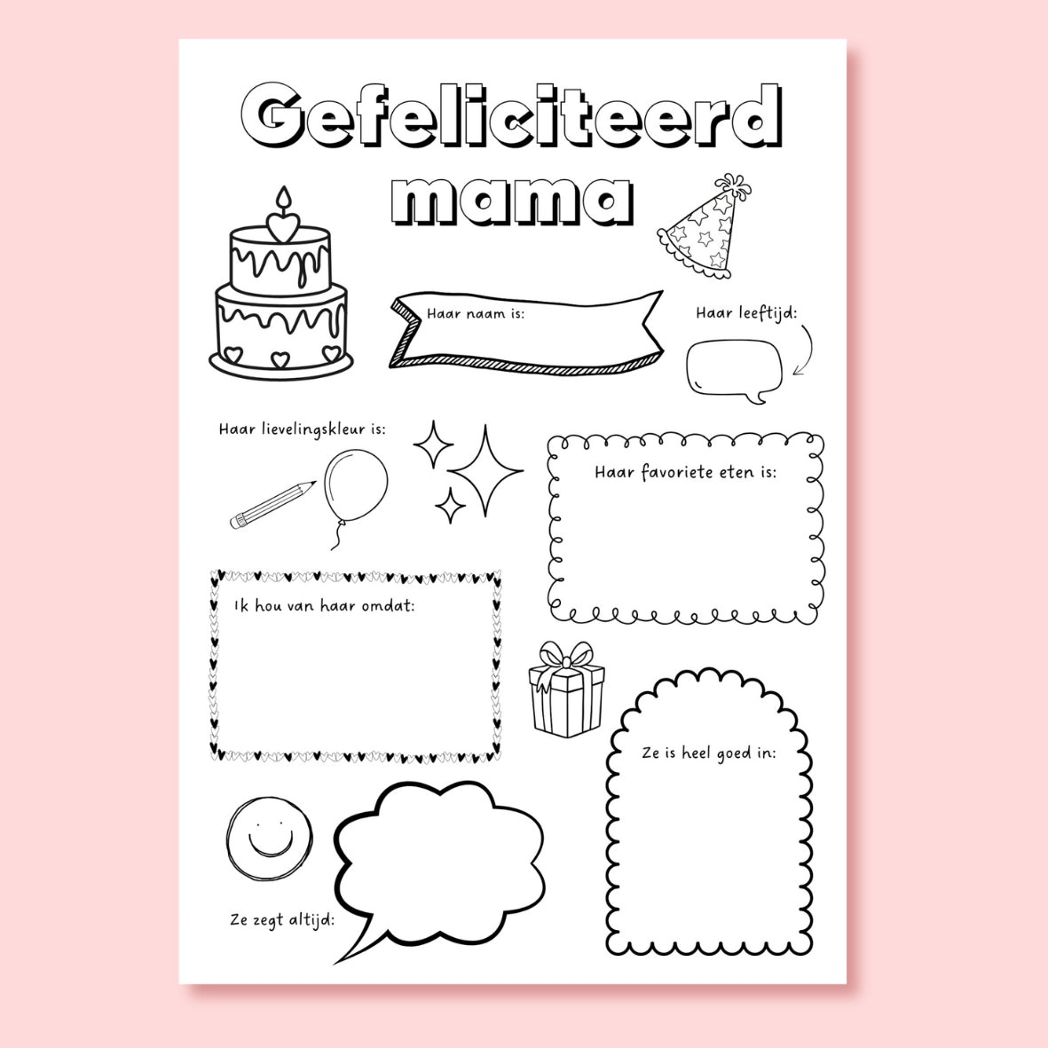 Een liefdevolle kleurplaat voor de verjaardag van mama, ingekleurd door haar kind