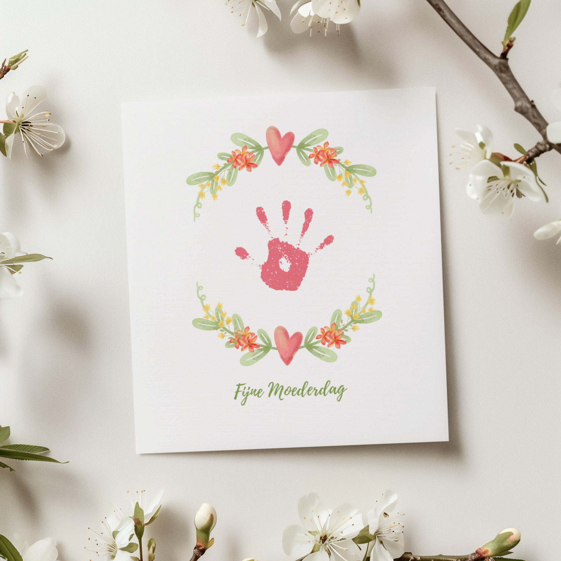 Gepersonaliseerde Moederdag kaart voor mama of oma, DIY activiteit kind peuter baby aandenken print