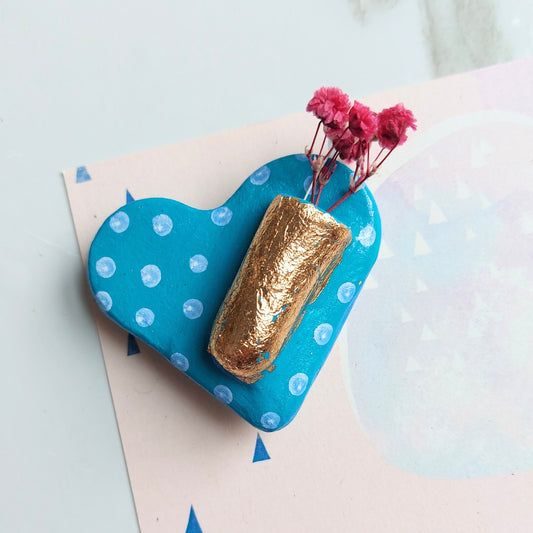 Handgemaakte Klei Magneet met een "Touch of Gold" petrol