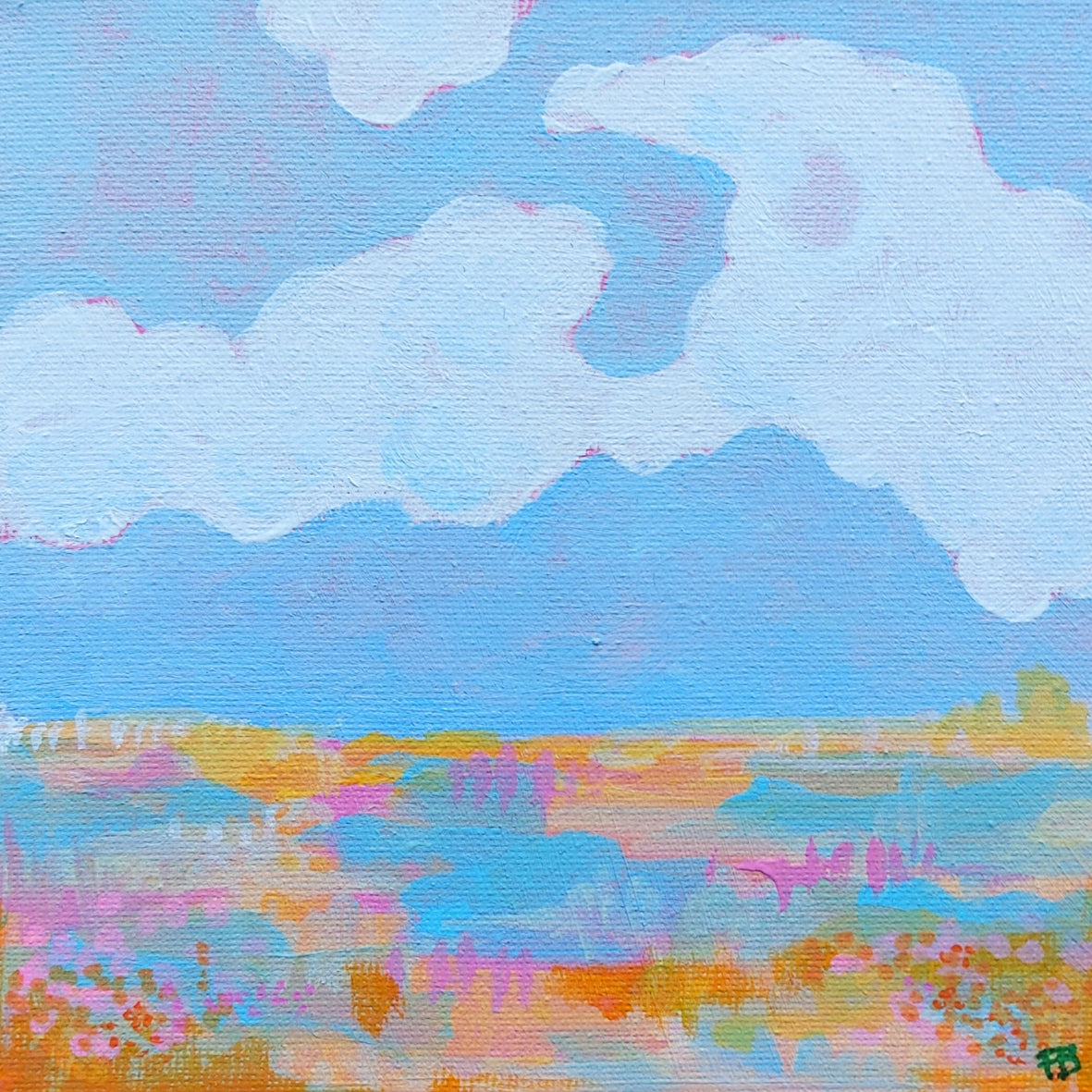 Ingelijst Pastel Schilderij “Pastel Horizon”  wolkendek