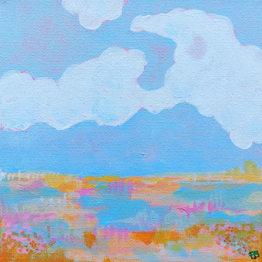 Ingelijst Pastel Schilderij “Pastel Horizon”  wolkendek