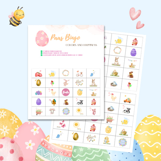 Paasbingo voor kinderen  digitale download met 12 unieke kaarten
