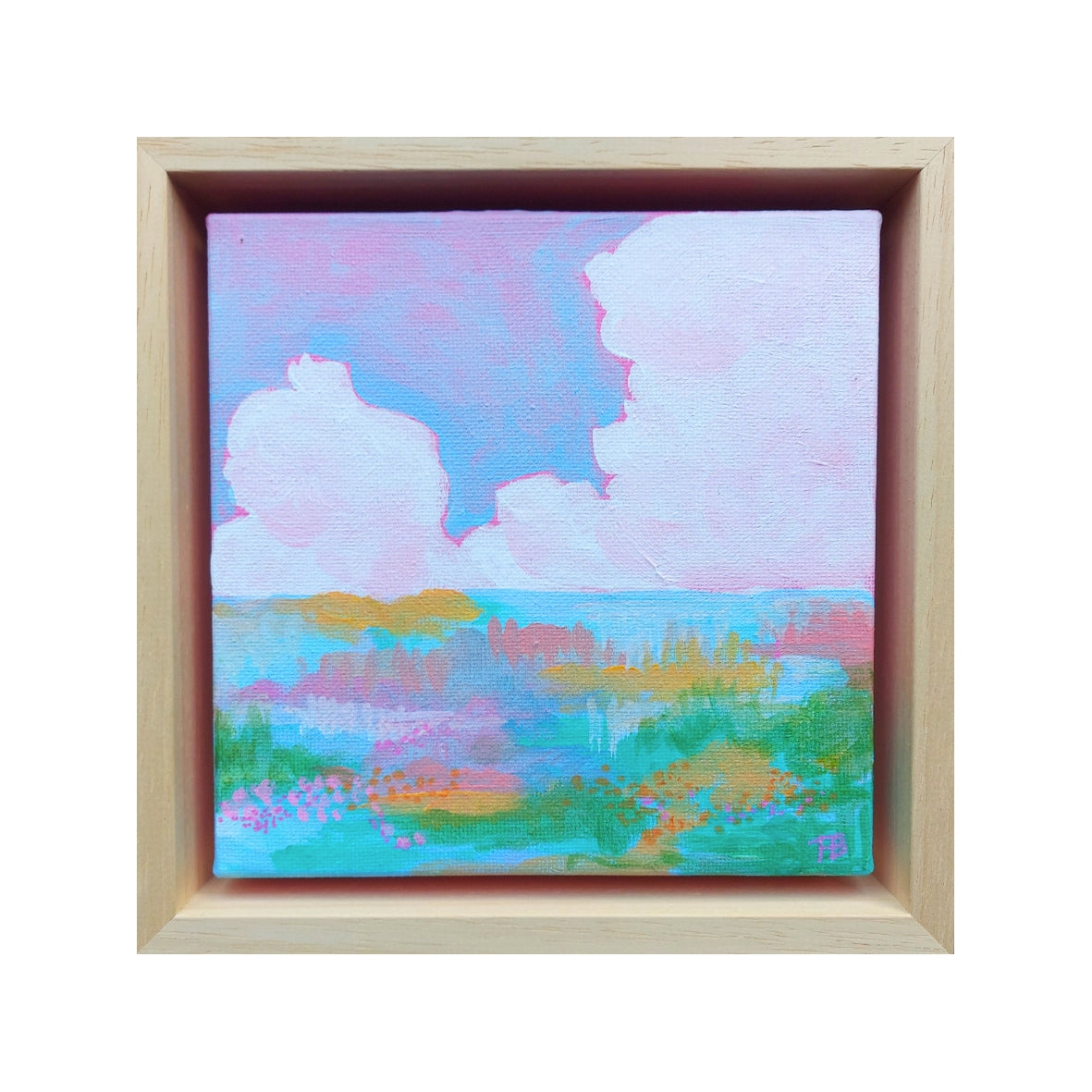Pastel Schilderij “Avondstilte” – Klein Landschap Houten Lijst