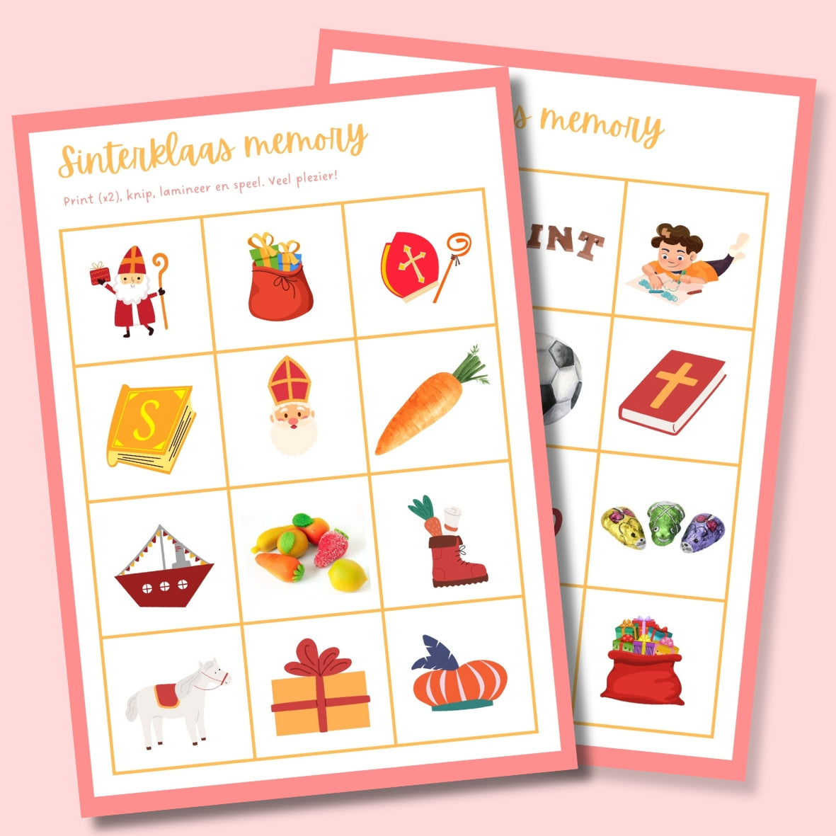 Sinterklaasspel memory met sinterklaas afbeeldingen voor kleuters