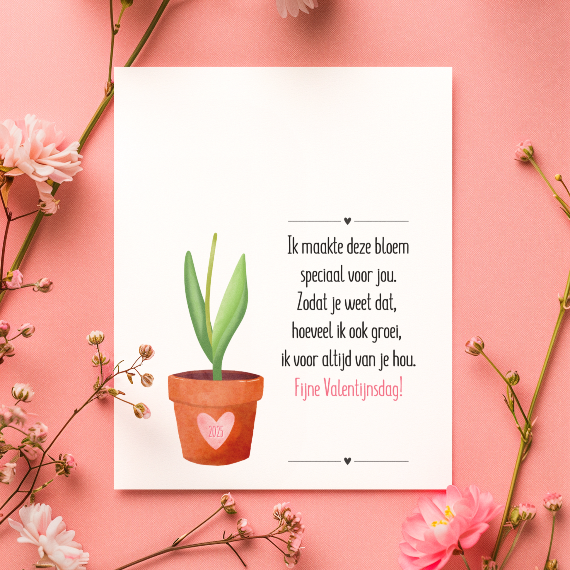Valentijnsdag handafdruk knutsel digitale download uniek cadeau van kind voor moeder, vader opa of oma bloemen