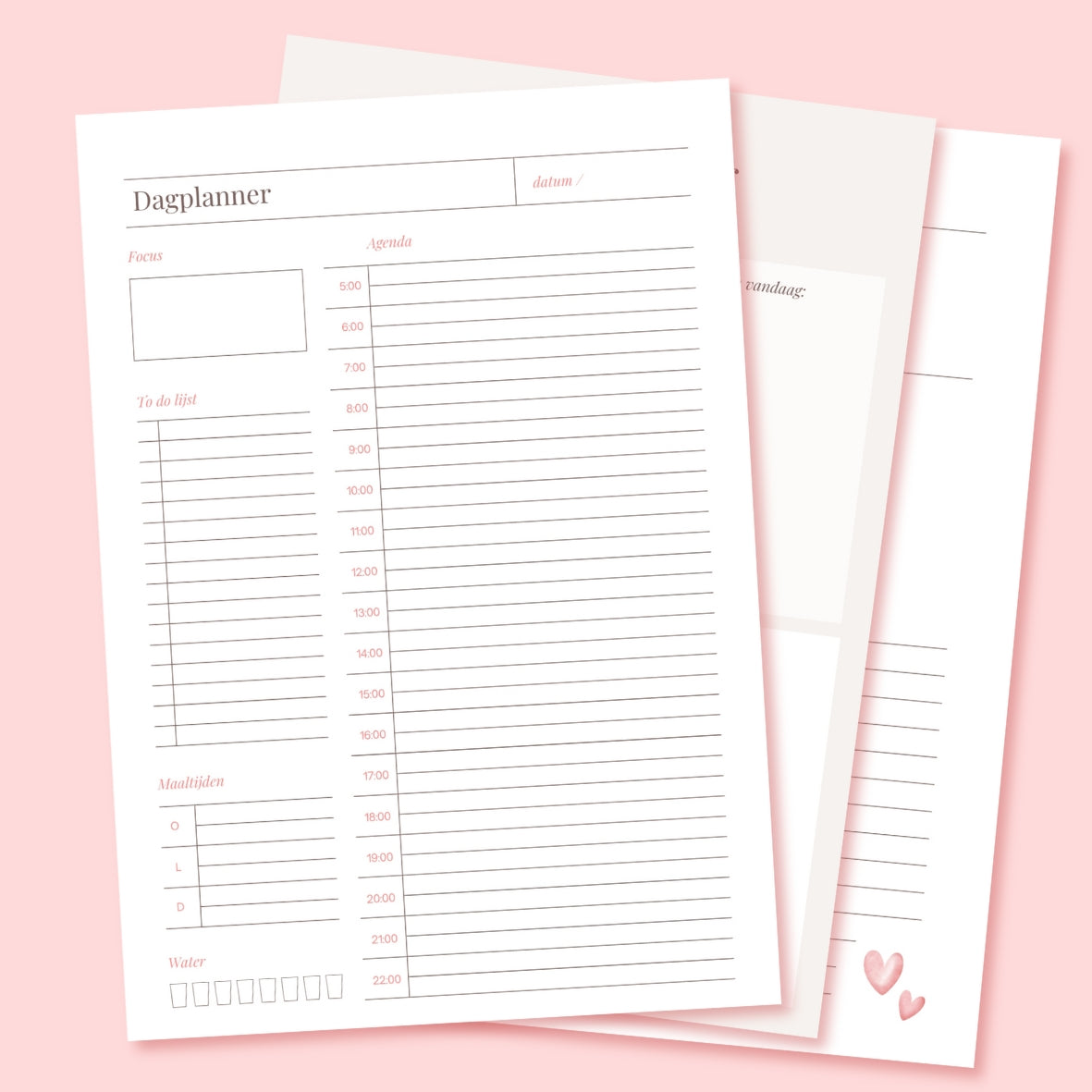 dagplanner taken activiteiten notities printable journal agenda reflectie journal