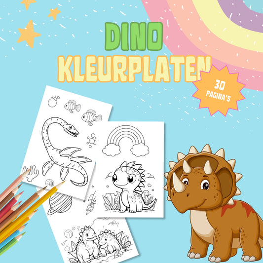 voorkant dino kleurplaat met voorbeelden van kleurplaten met dino