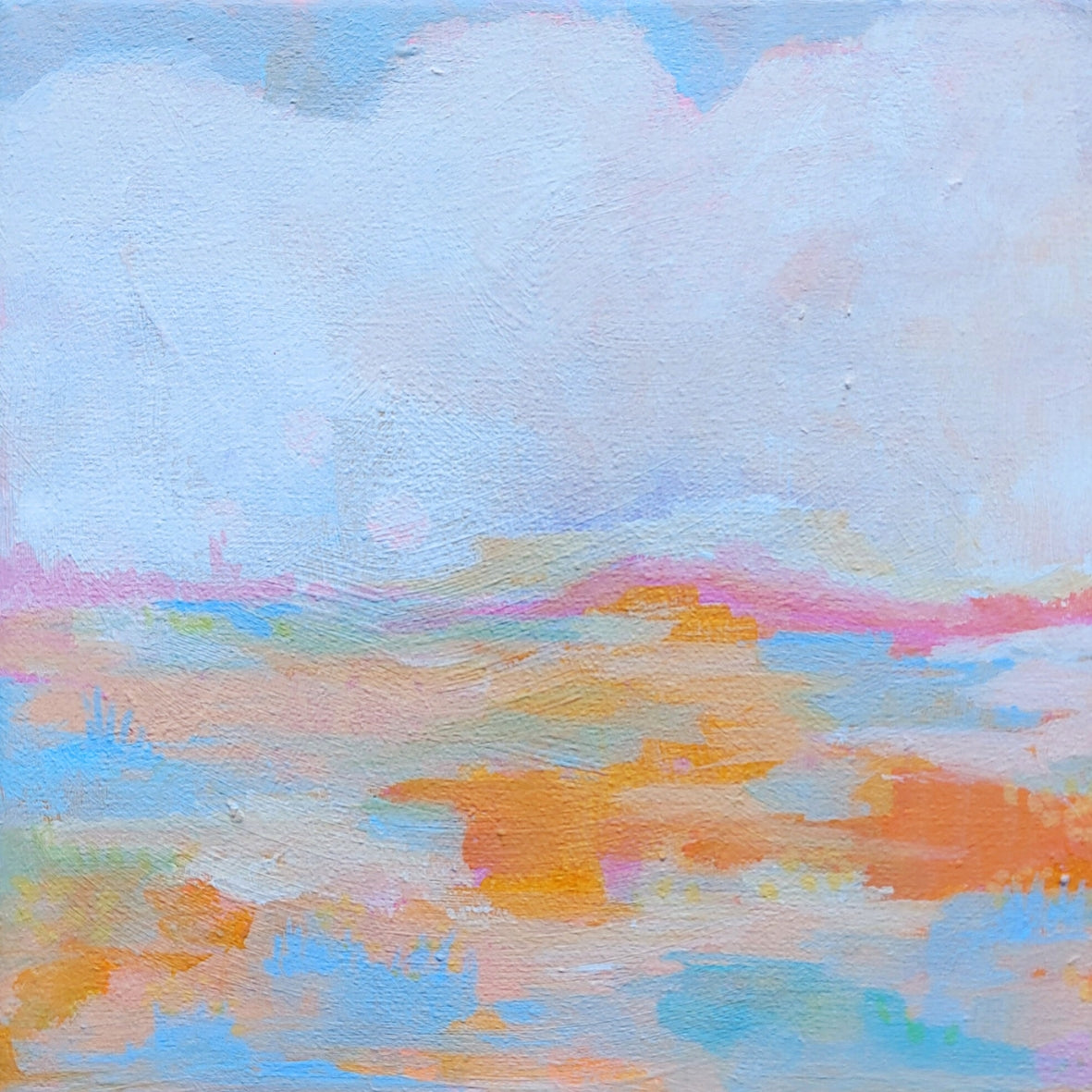 landschap_schilderij_in_pasteltinten_houten lijst
