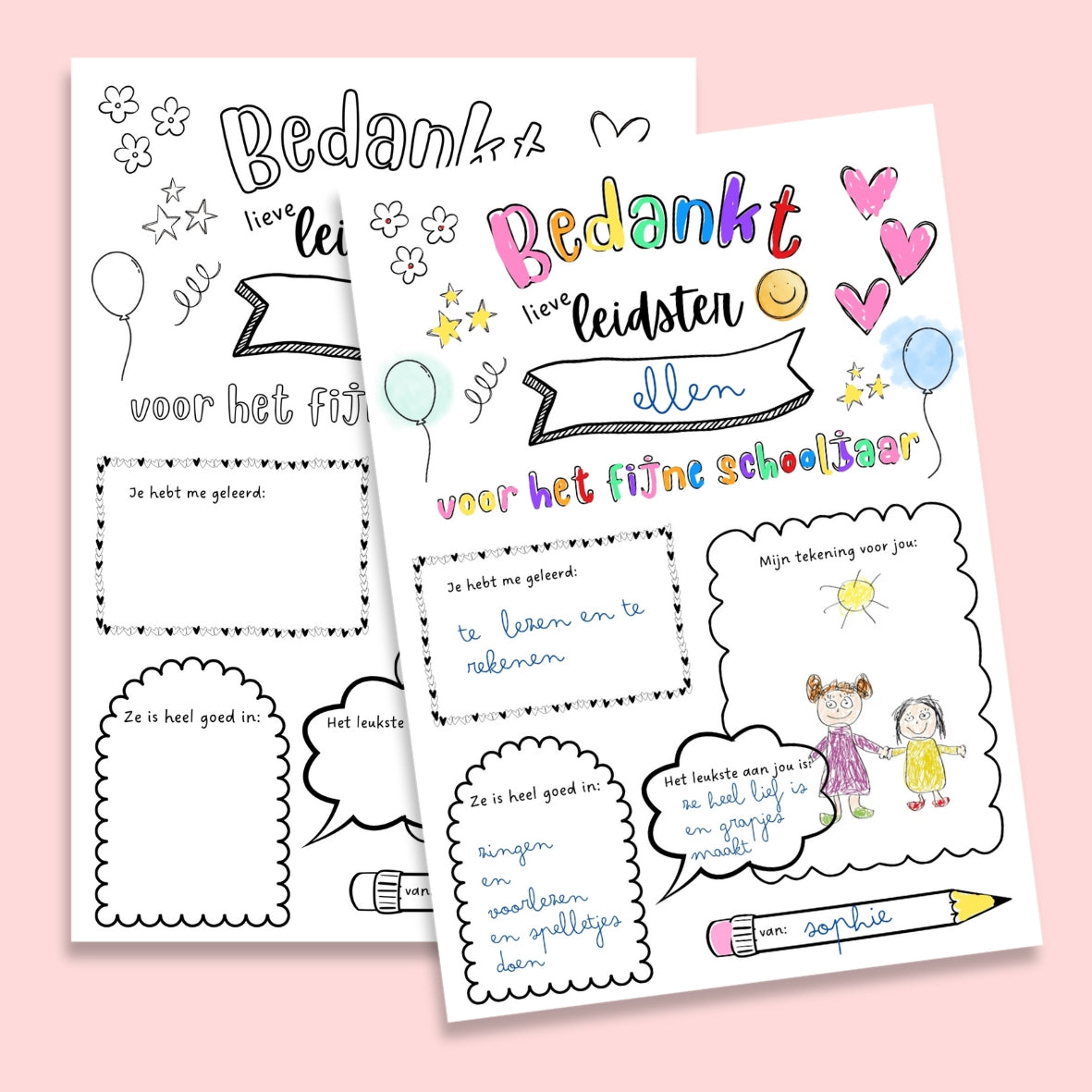 lieve leidster bedankje kleurplaat complimentkinderopvang