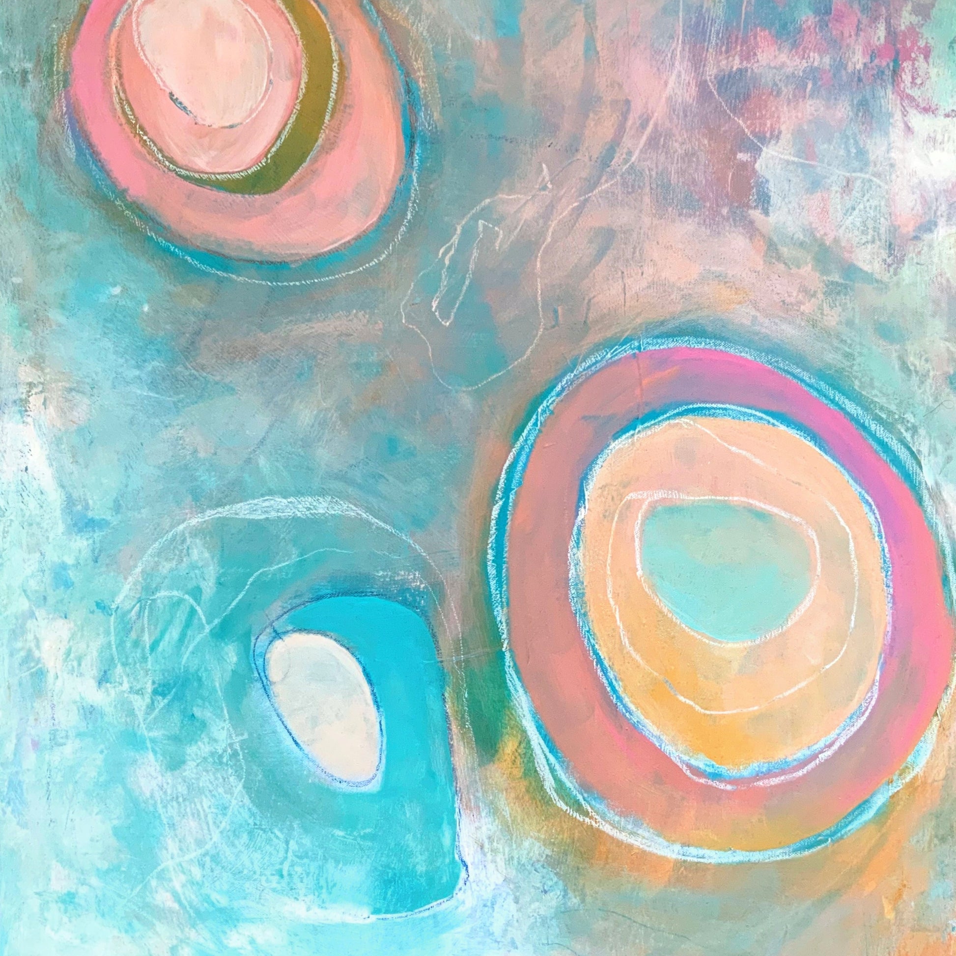 moderne rustgevende kunst pasteltinten geprint op doek