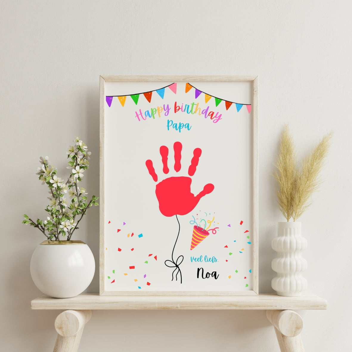 verjaardag persoonlijk kado knutsel voor papa handafdruk in lijst