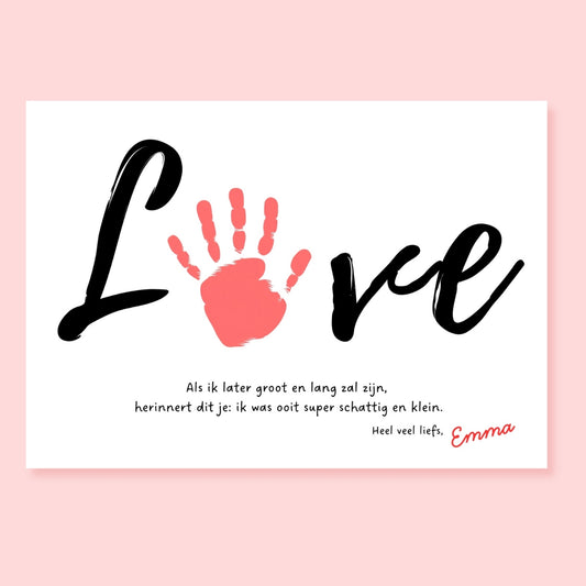 Valentijnsdag Handafdruk Kunst – Afdrukbare PDF A4 | Kinder Knutsel Cadeau met naam