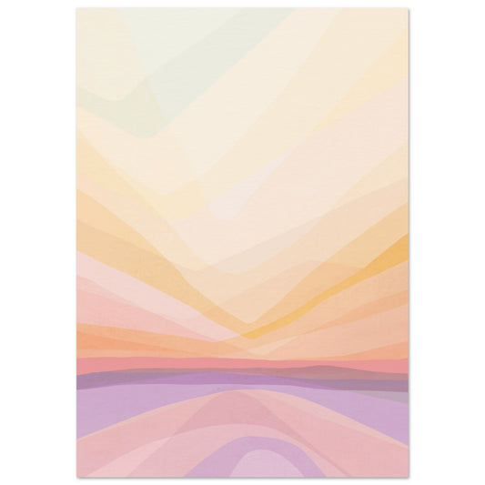 paars roze geel landschap gesluierd waldorf stijl poster print kunstwerk in pastel kleur