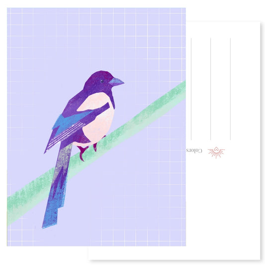 Ansichtkaart Ekster | Vogel Kunstkaart | Stijlvolle Postkaart om te Versturen