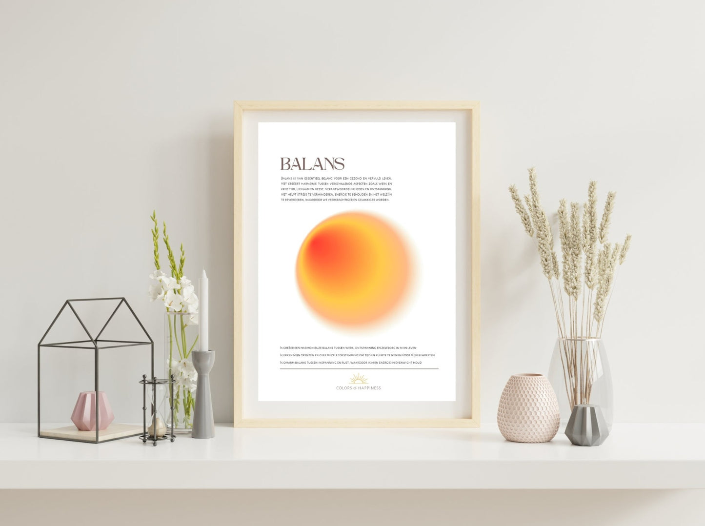 Stijlvolle poster met als thema balans, digitale download voor een bewuster leven