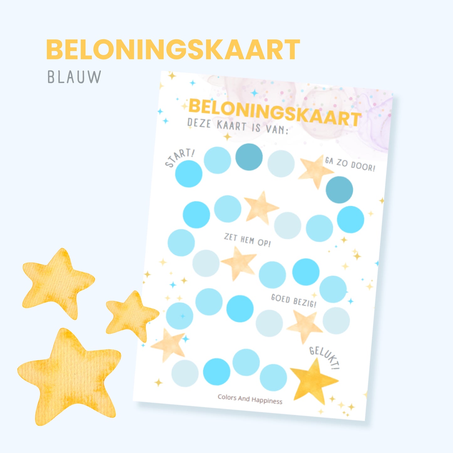 Beloningskaart voor kinderen digitale download voor positief gedrag & motivatie blauw