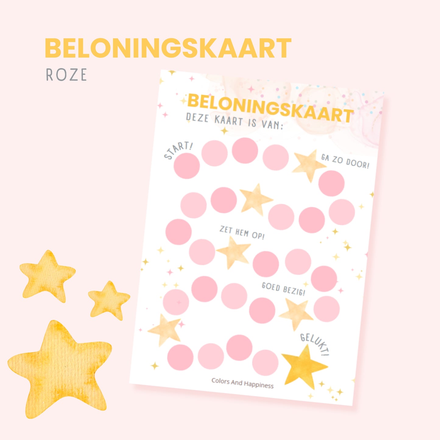 Beloningskaart voor kinderen digitale download voor positief gedrag & motivatie roze