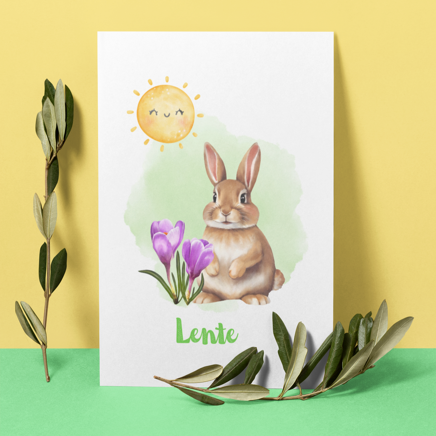 Educatieve flashcard lente voor kinderen digitale download met illustratie