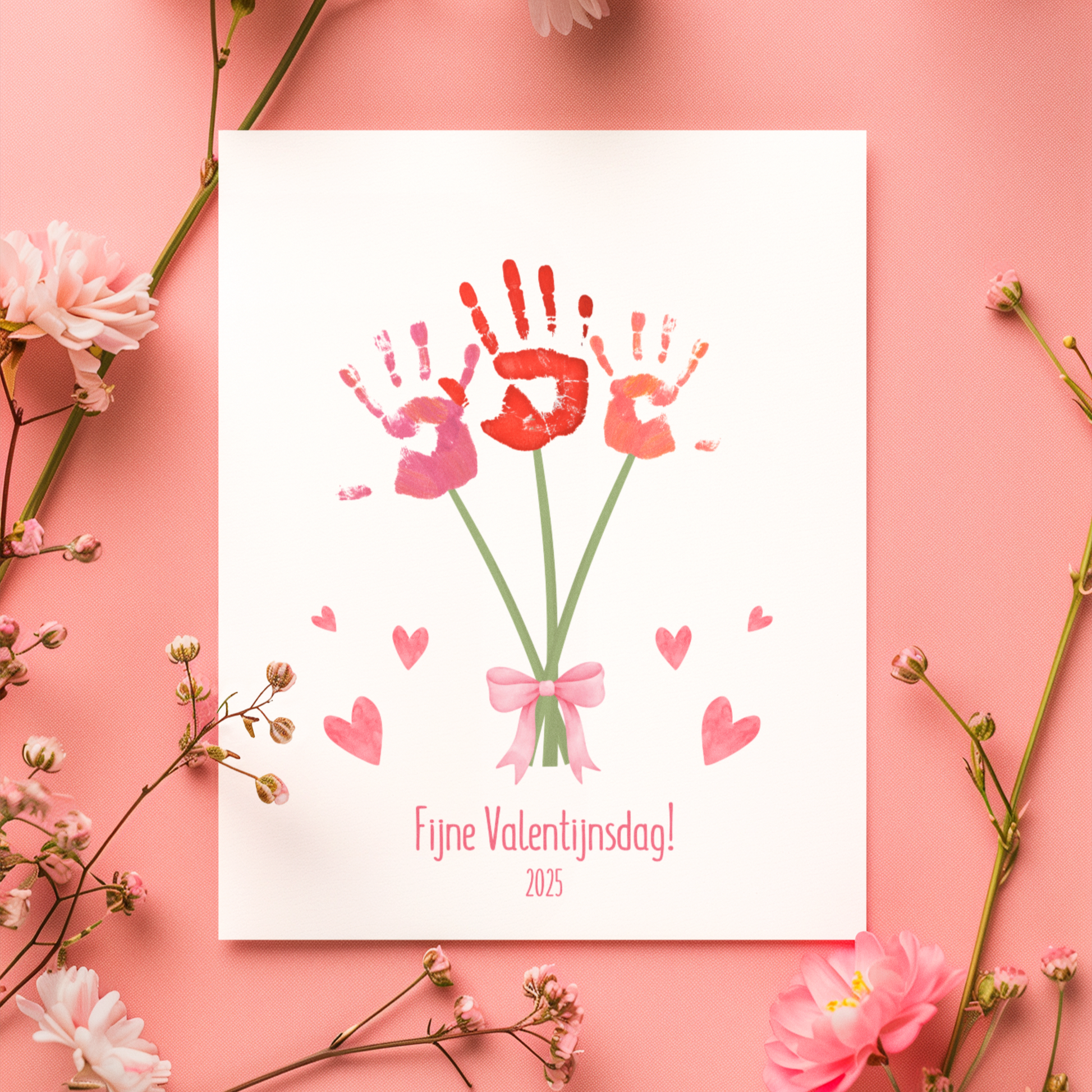 Knutsel een bos bloemen! Liefdevolle herinnering, handafdruk Valentijnsdag 2025