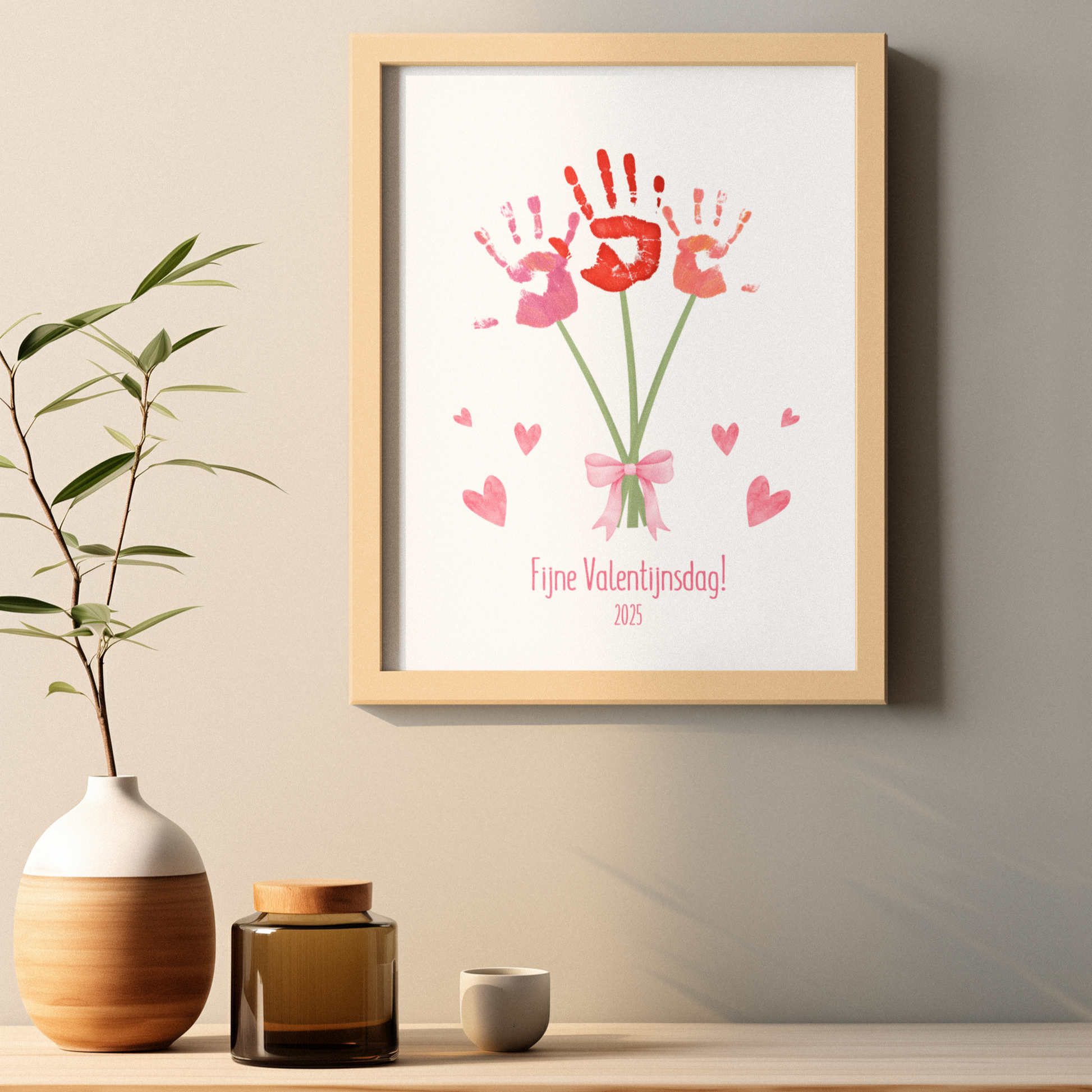 Knutsel een bos bloemen! Liefdevolle herinnering, handafdruk Valentijnsdag in lijst