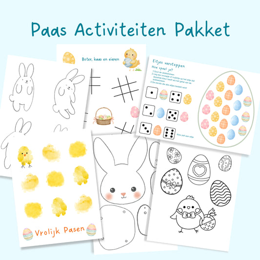 Paas activiteitenpakket digitale dowload kleurplaten en knutels templates