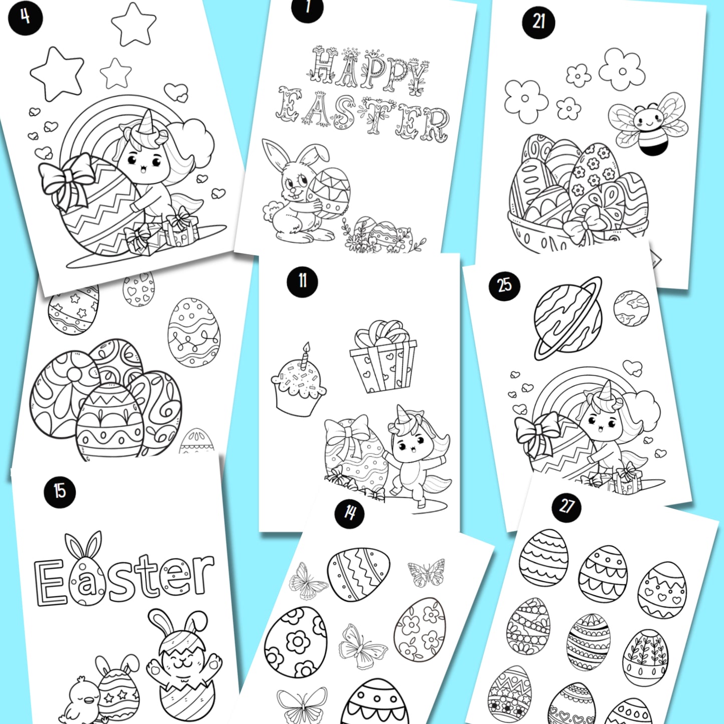 Paas kleurpagina's kinderen kleurplaten met paashazen, eieren & voorjaar activiteitenboek voor kids 4-8 jaar digitale download paas cadeau vb