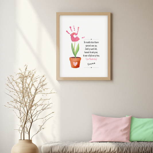 Poster print moederdag knutsel cadeau digitale download gedicht en bloem