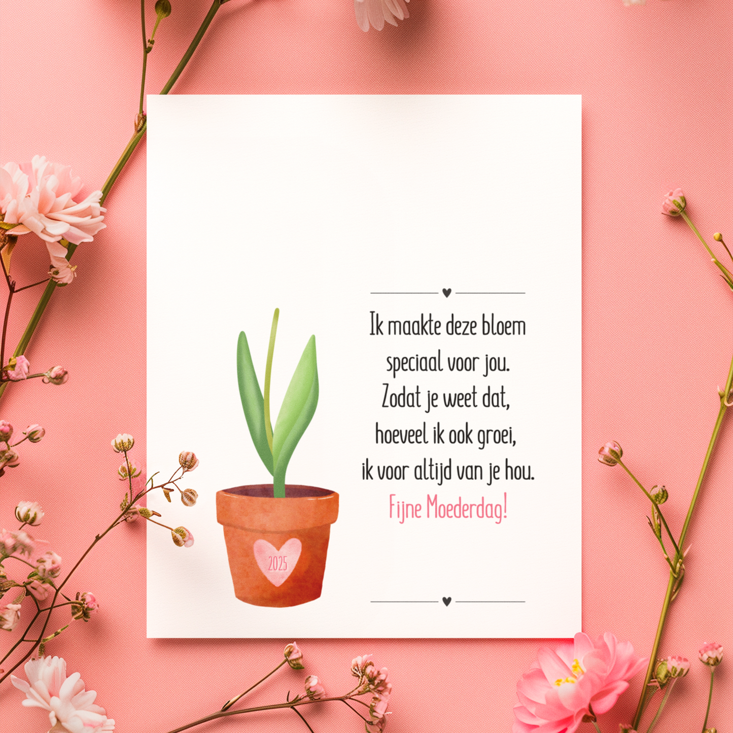 Poster print moederdag knutsel cadeau digitale download gedicht en bloem en naam 2025