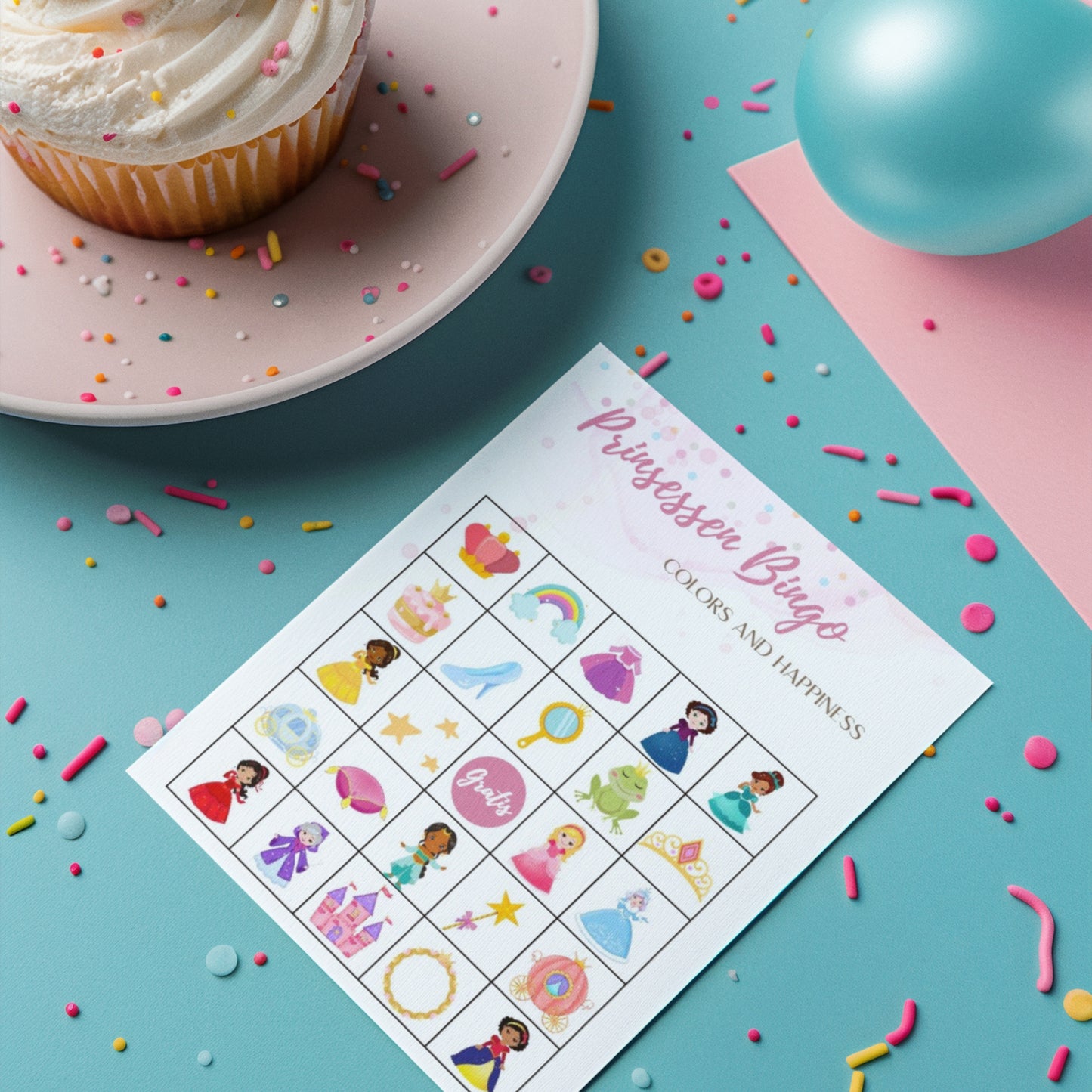 Prinsessen bingo digitale download 12 unieke bingokaarten & omroepkaarten perfect voor kinderfeestjes bl