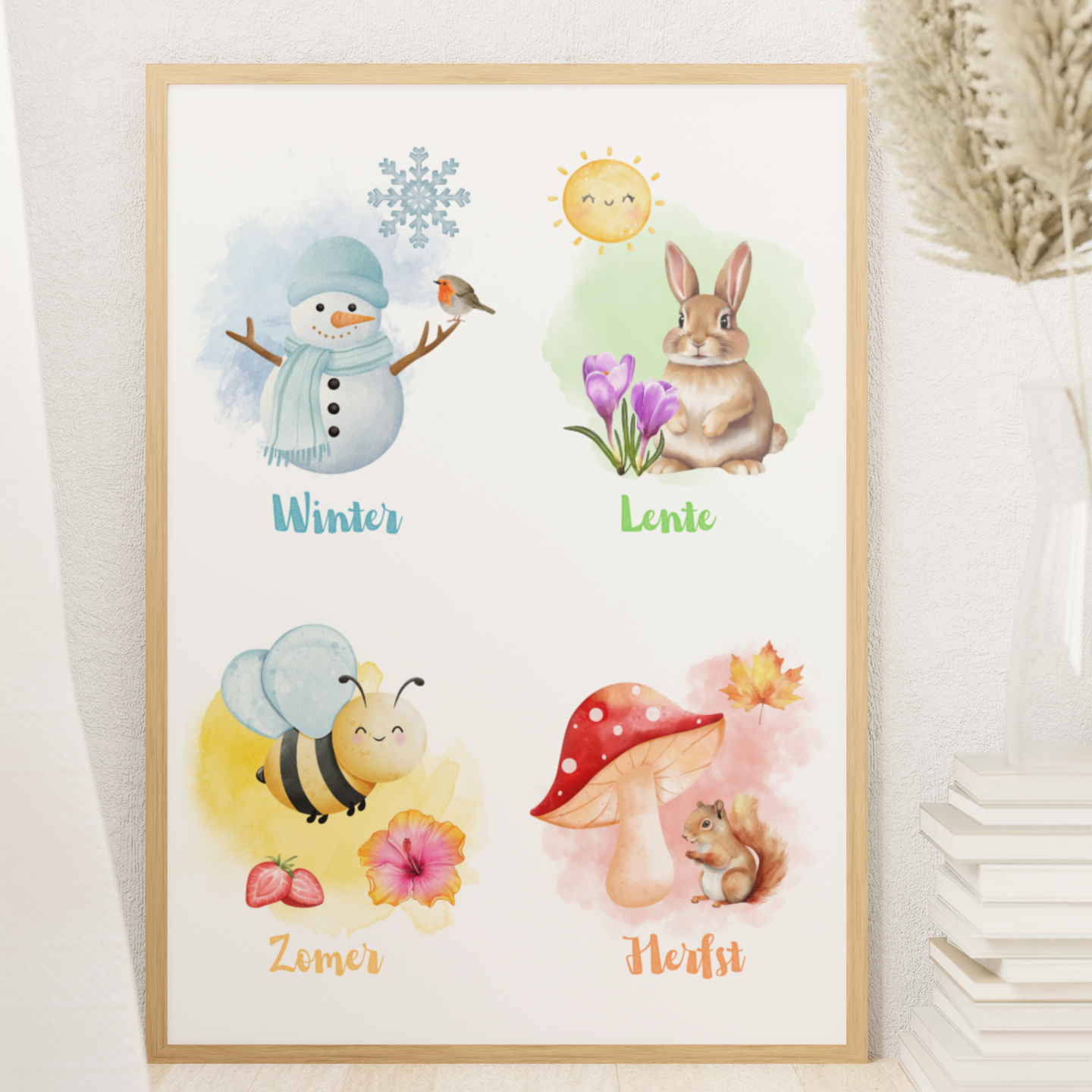 Seizoenen, dagen & maanden flashcards, educatieve printable voor kinderen in lijst