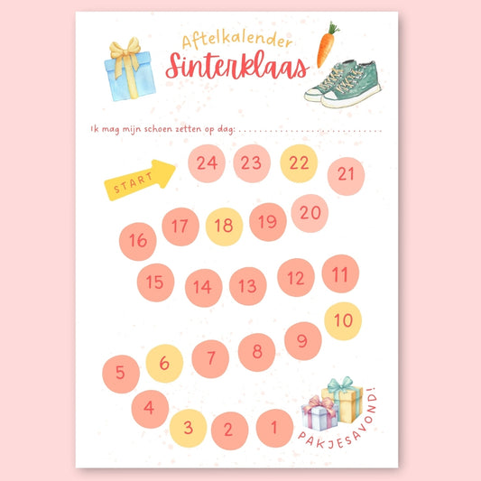 Sinterklaas Aftelkalender printable, Rust, Ritme & Voorpret voor kinderen