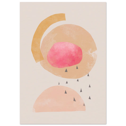 minimalistische moderne kunst poster afdruk art print roze oranje geel perzik beige