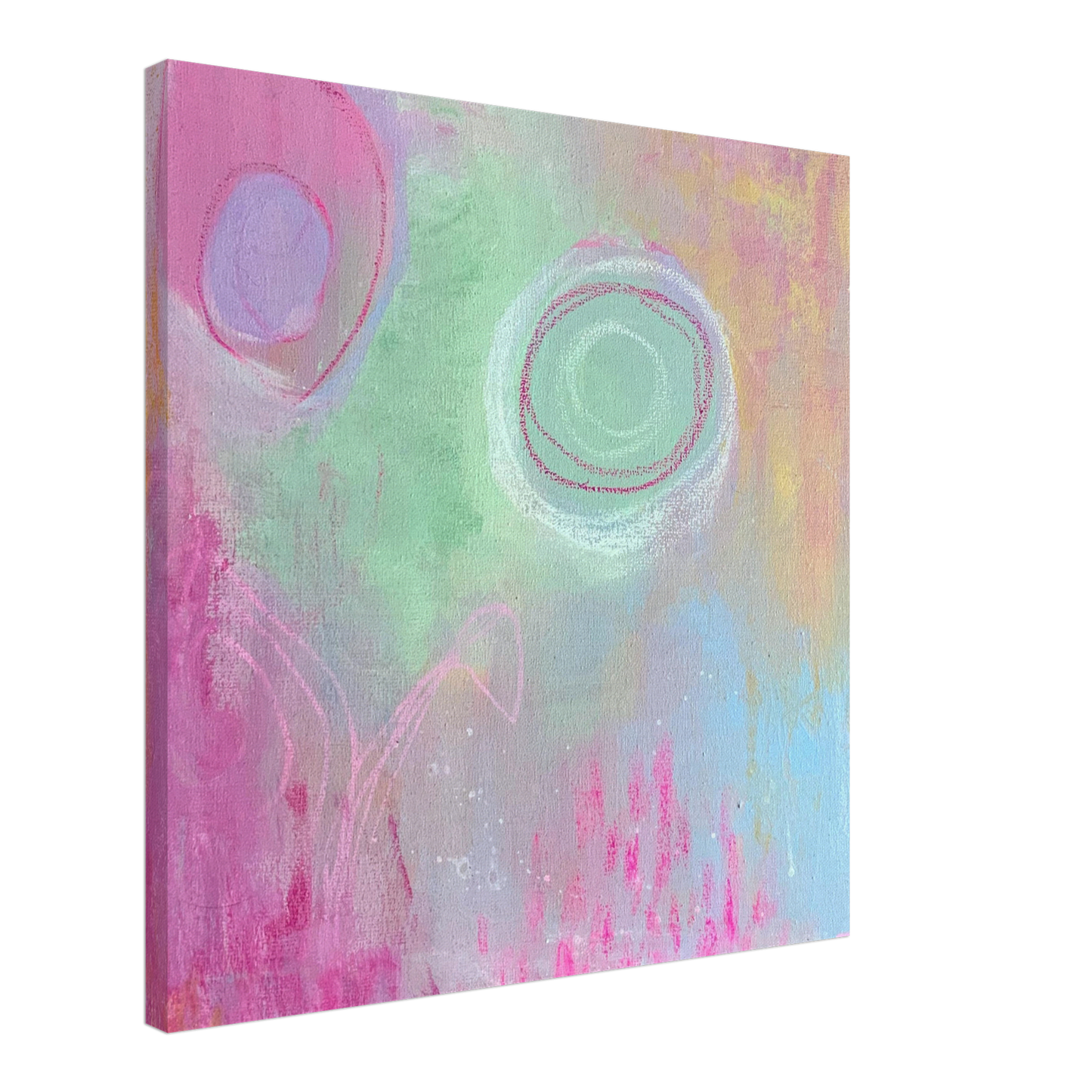 abstract kunstwerk in pasteltinten gedrukt op canvas