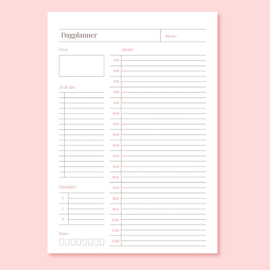 agenda dagplanner prinatble voor overzicht