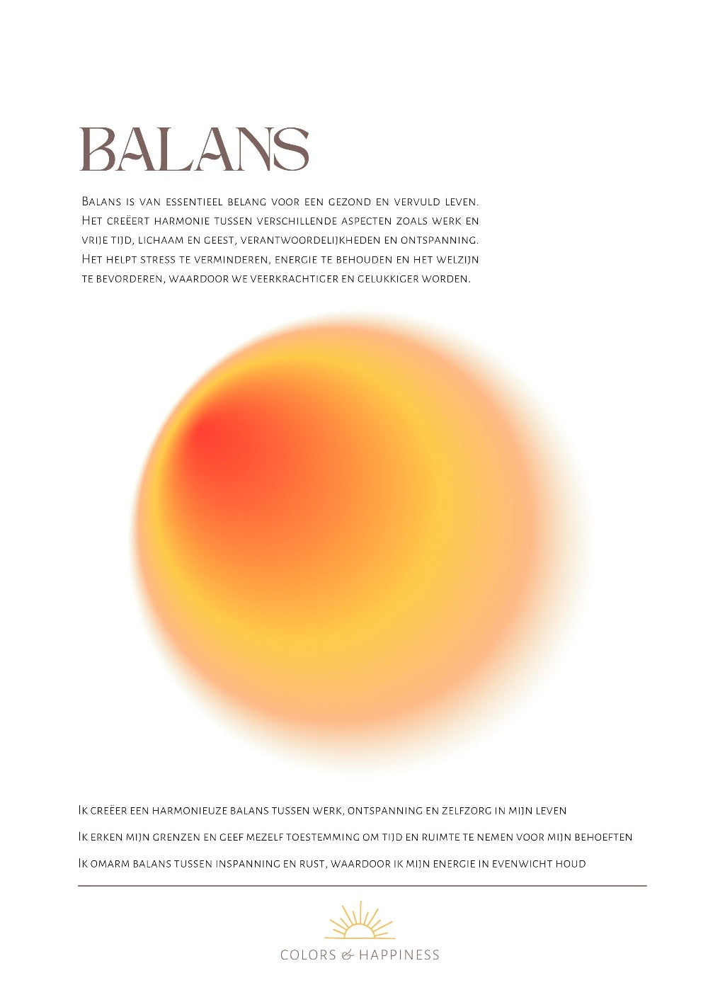 Stijlvolle poster met als thema balans, digitale download voor een bewuster leven
